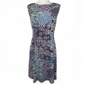 Connected Apparel Geometric Floral Midi Dress
